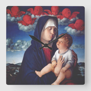 Virgin Mary and Child Classic Religious Art Square Wall Clock