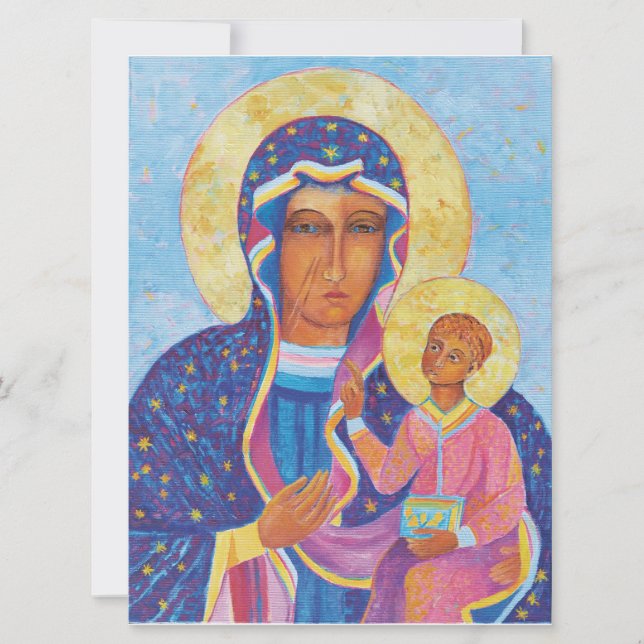 Virgin Mary and Child Jesus Black Madonna Mary Card (Front)