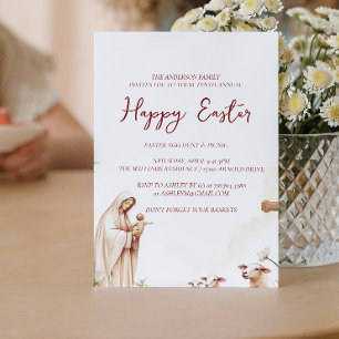 Virgin Mary and Isus annual happy Easter   Invitation