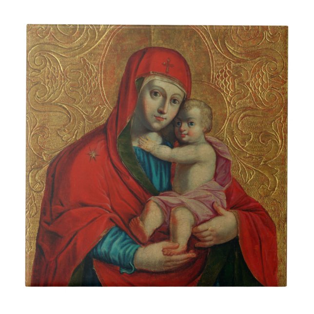 Virgin Mary and Jesus Child by Jan Rombauer Ceramic Tile (Front)