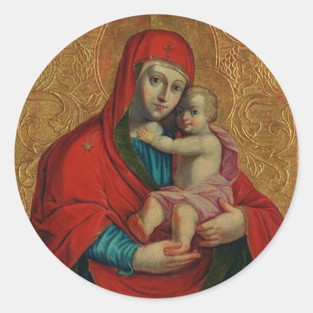 Virgin Mary and Jesus Child by Jan Rombauer Classic Round Sticker (Front)