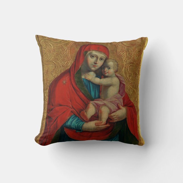 Virgin Mary and Jesus Child by Jan Rombauer Throw Pillow (Front)