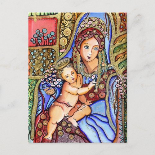 Virgin Mary and Jesus Child Painting Postcard