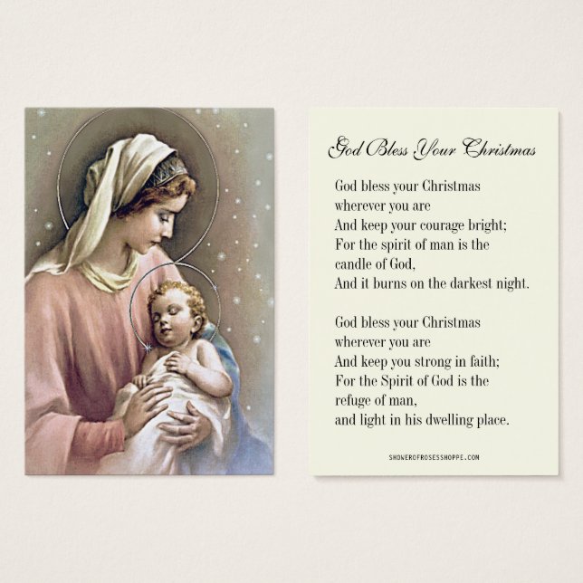 Virgin Mary and Jesus Christmas Prayer Poem (Front & Back)