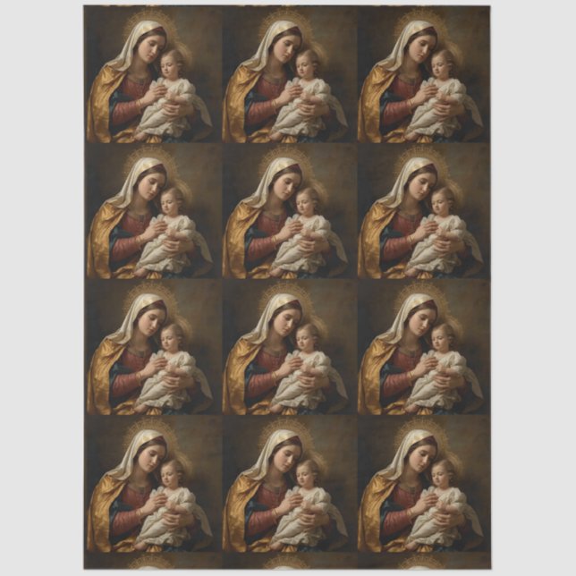 VIrgin Mary and Jesus Decoupage Tissue Paper (Front)