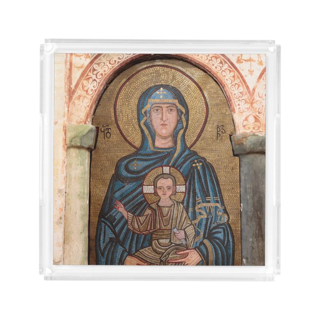Virgin Mary And Jesus Mosaic Acrylic Tray (Front)