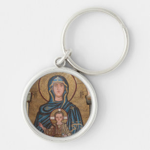 Virgin Mary And Jesus Mosaic Keychain