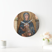 Virgin Mary And Jesus Mosaic Large Clock | Zazzle