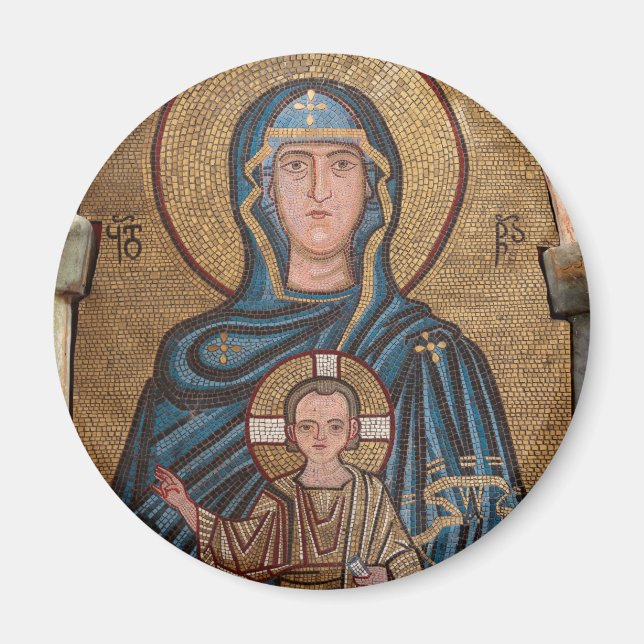 Virgin Mary And Jesus Mosaic Magnet (Front)