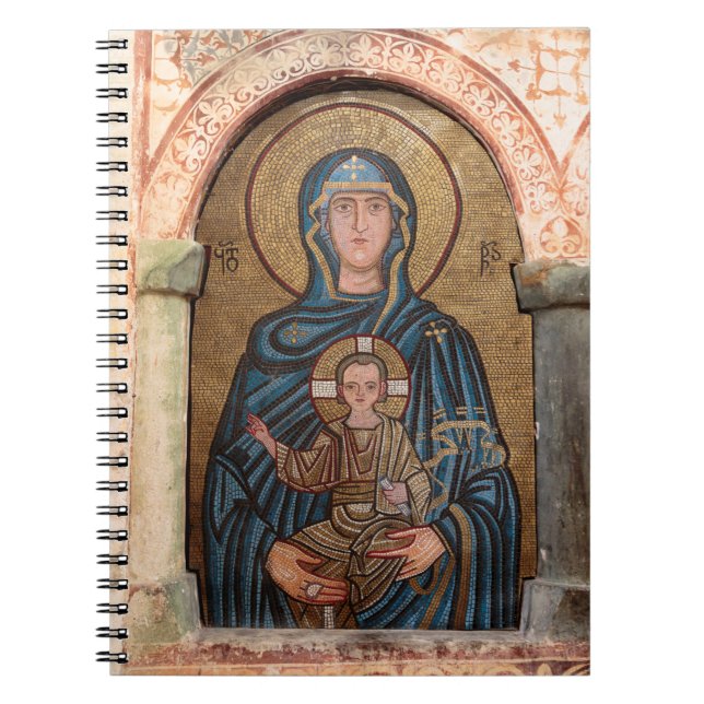 Virgin Mary And Jesus Mosaic Notebook (Front)