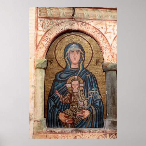 Virgin Mary And Jesus Mosaic Poster