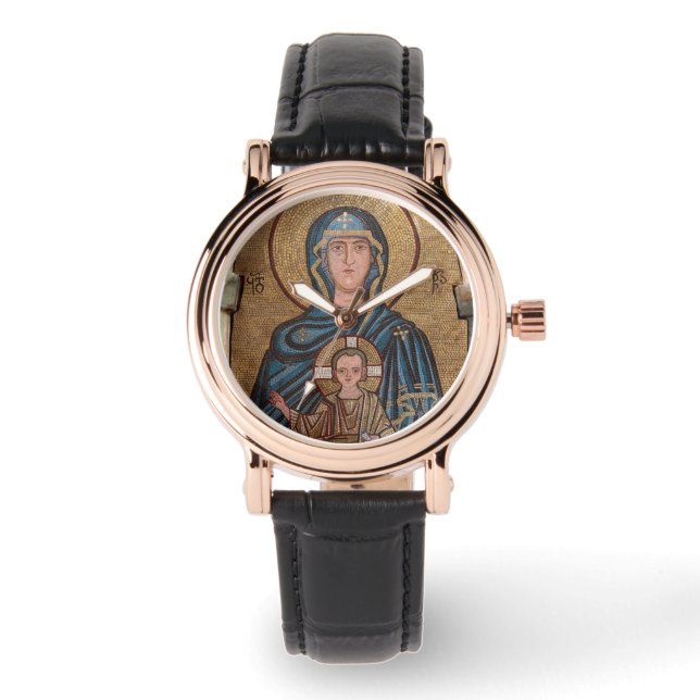 Virgin Mary And Jesus Mosaic Watch (Front)