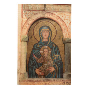 Virgin Mary And Jesus Mosaic Wood Wall Art