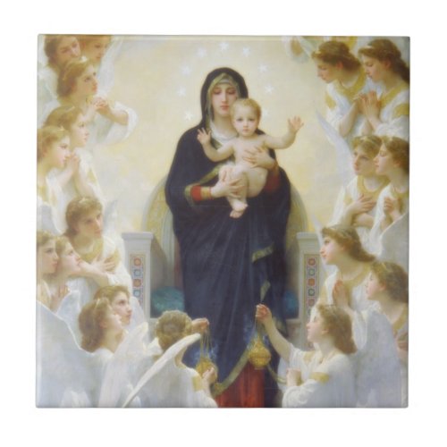 Virgin Mary and Jesus with angels Ceramic Tile