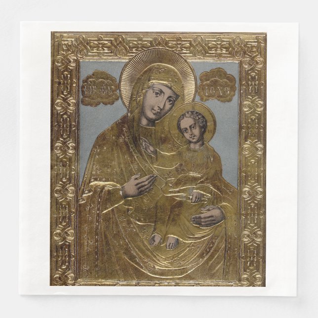 Virgin Mary and The Christ Child Elegant Paper Dinner Napkins (Front)
