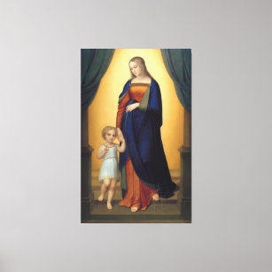 Virgin Mary and the Infant Jesus Religious Canvas Print