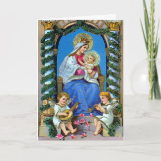 Virgin Mary, Angels and Baby Jesus Christmas Card