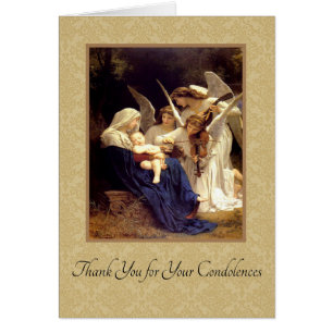 Virgin Mary Angels Catholic Condolence Thank You Cards