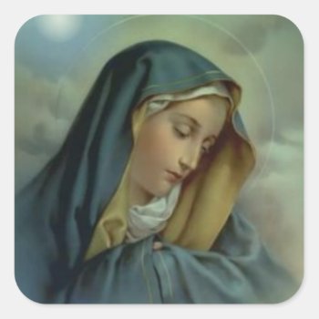 Virgin Mary Assumption Square Sticker by WhiteRose1 at Zazzle