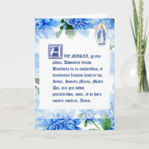 VIRGIN MARY AVE MARIA LATIN BLUE DAHLIAS CARD