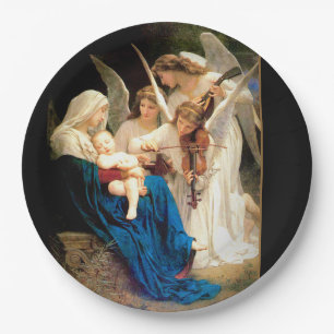 Virgin Mary, Baby Christ Jesus, with Angels Paper Plates
