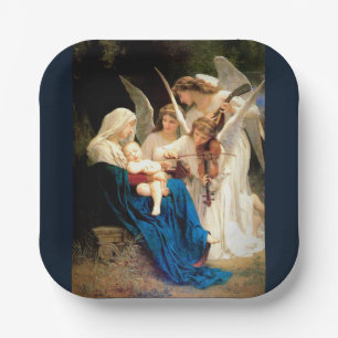 Virgin Mary, Baby Christ Jesus, with  Angels Paper Plates