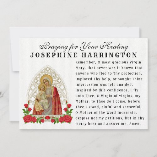 Virgin Mary Baby Jesus Catholic Memorare Prayer Card