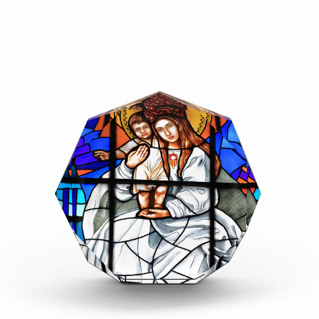 Virgin Mary baby Jesus Christ stained glass window Award | Zazzle