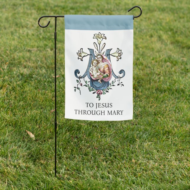 Virgin Mary Baby Jesus Floral Garden Flag (In SItu)