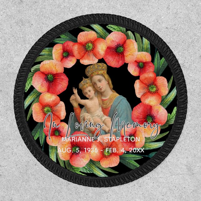 Virgin Mary Baby Jesus Religious Floral Memorial Patch (Front)