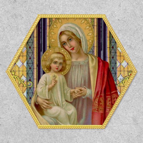 Virgin Mary  Baby Jesus Religious Stained Glass Patch