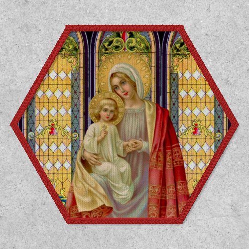 Virgin Mary  Baby Jesus Religious Stained Glass Patch