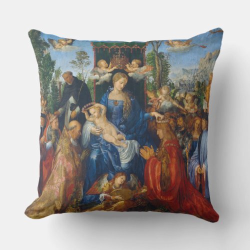 Virgin Mary Baby Jesus Saints Angels Religious Art Throw Pillow