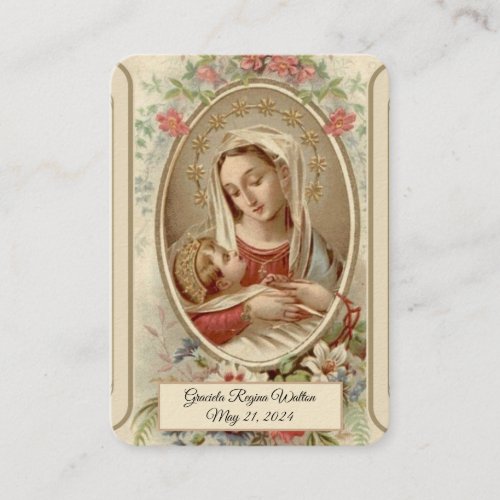 Virgin Mary Baptism  Remembrance Holy Card