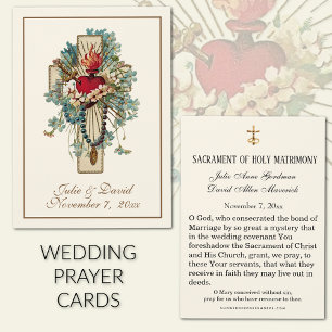 Virgin Mary Blue Floral Wedding Favor Card