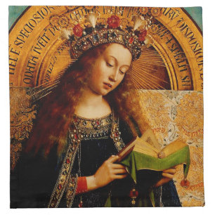 Virgin Mary by Jan van Eyck Cloth Napkin