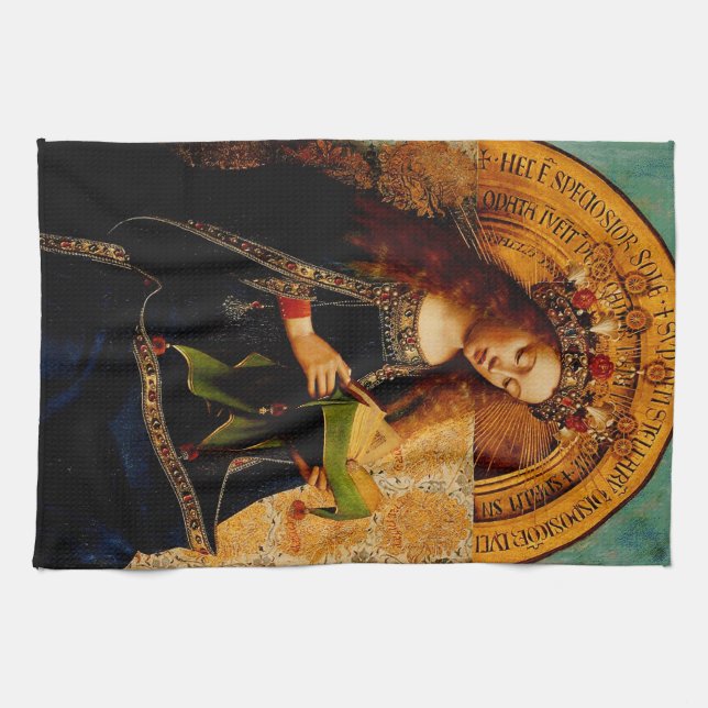 Virgin Mary by Jan van Eyck Kitchen Towel (Horizontal)