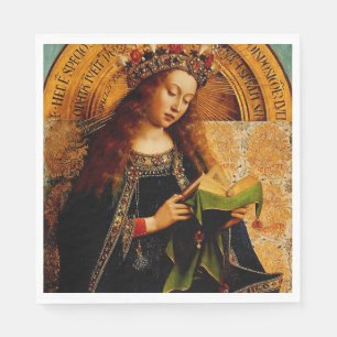 Virgin Mary by Jan van Eyck Napkins