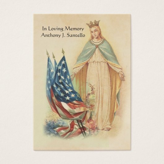 Virgin Mary Catholic Flags Funeral Holy Card (Front)