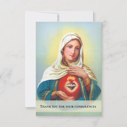 Virgin Mary Catholic Funeral Condolence Thank You Card