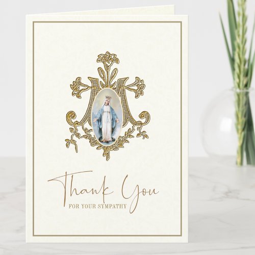 Virgin Mary Catholic Funeral Condolence Thank You Card