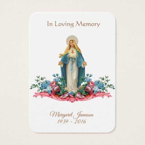 Virgin Mary Catholic Funeral Memorial Holy Card _