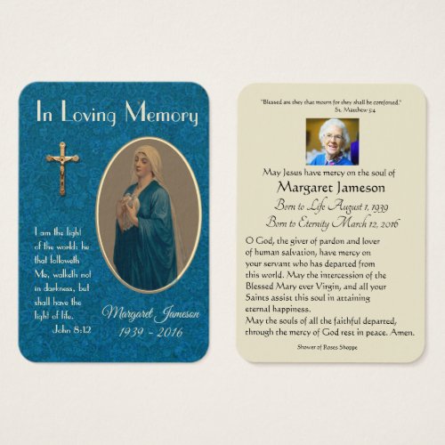 Virgin Mary Catholic Funeral Memorial Holy Card _