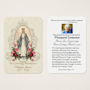 Virgin Mary Catholic Funeral Memorial Holy Card -