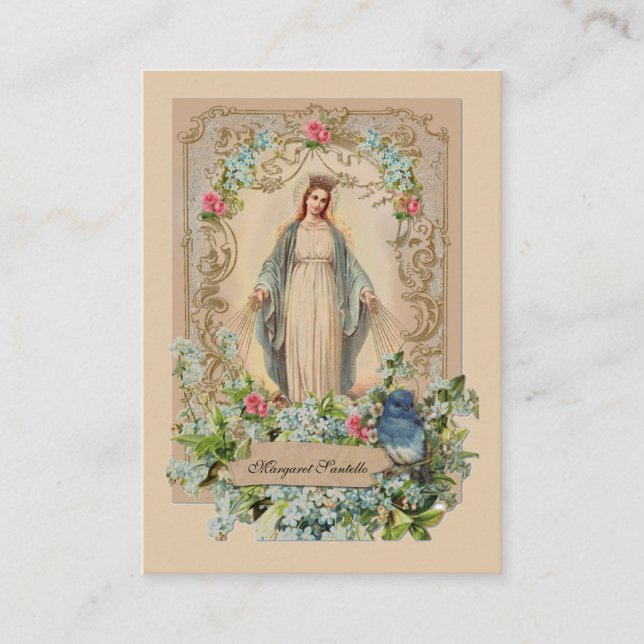 Virgin Mary Catholic Funeral Memorial Holy Card - (Front)