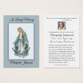 Virgin Mary Catholic Funeral Memorial Holy Card - (Front & Back)