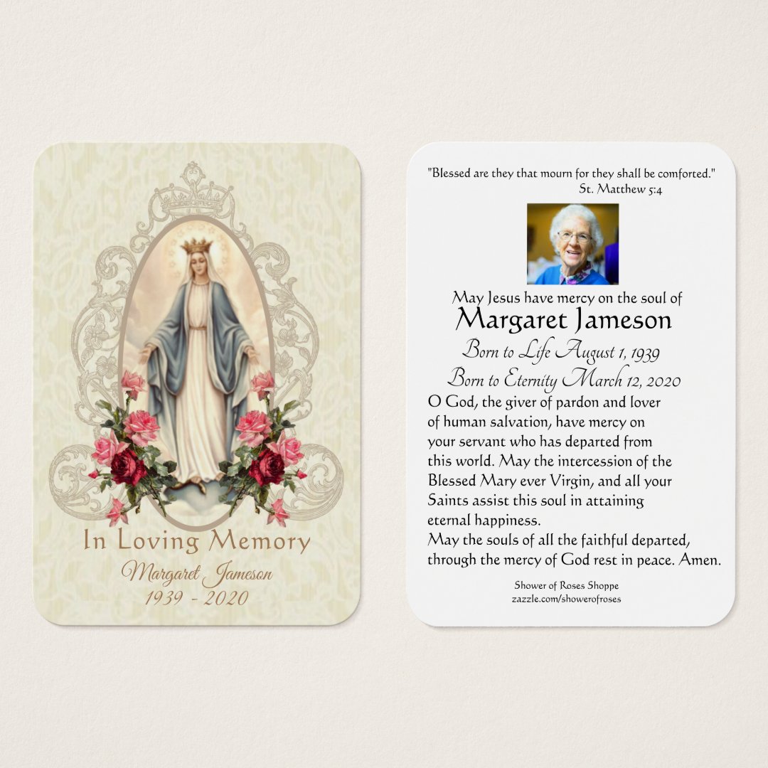 Virgin Mary Catholic Funeral Memorial Holy Card - | Zazzle