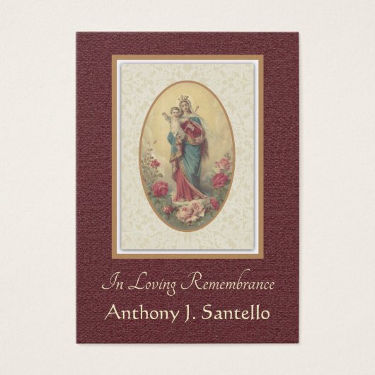 Virgin Mary Catholic Funeral Memorial Holy Card - (Front)