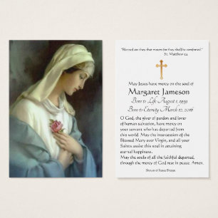 Virgin Mary Catholic Funeral Memorial Holy Card -
