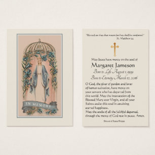 Virgin Mary Catholic Funeral Memorial Holy Card -